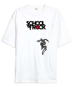 School Of Rock Beyaz Oversize Unisex Tişört