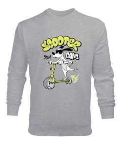 Scooter Dog - Gözlüklü Havalı Köpek Gri Erkek Sweatshirt