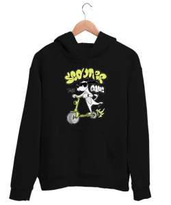 Scooter Dog - Gözlüklü Havalı Köpek Siyah Unisex Kapşonlu Sweatshirt