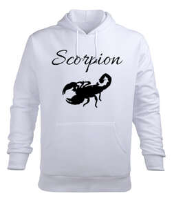 Scorpion akrep Beyaz Erkek Kapüşonlu Hoodie Sweatshirt