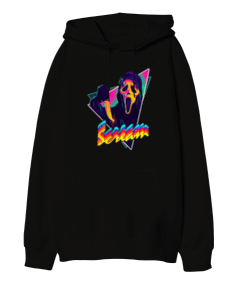 Scream Tasarım Baskılı Oversize Unisex Kapüşonlu Sweatshirt