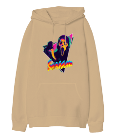 Scream Tasarım Baskılı Oversize Unisex Kapüşonlu Sweatshirt