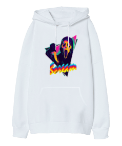 Scream Tasarım Baskılı Oversize Unisex Kapüşonlu Sweatshirt