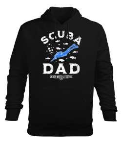 Scuba Dad - Dalış ve Baba Siyah Erkek Kapüşonlu Hoodie Sweatshirt