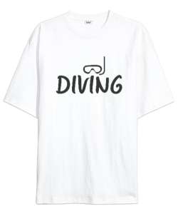 Scuba Diving - Dalış Beyaz Oversize Unisex Tişört