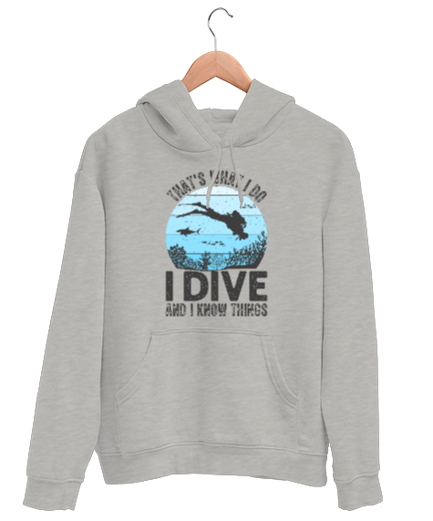 Tisho - Scuba Diving - Dalış - Dalgıç V3 Gri Unisex Kapşonlu Sweatshirt