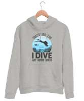 Scuba Diving - Dalış - Dalgıç V3 Gri Unisex Kapşonlu Sweatshirt - Thumbnail