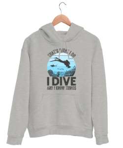 Scuba Diving - Dalış - Dalgıç V3 Gri Unisex Kapşonlu Sweatshirt