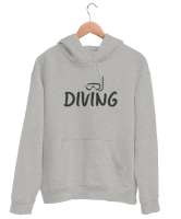 Scuba Diving - Dalış Gri Unisex Kapşonlu Sweatshirt - Thumbnail