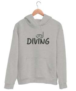 Scuba Diving - Dalış Gri Unisex Kapşonlu Sweatshirt