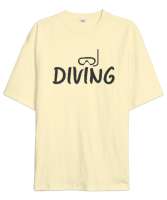 Scuba Diving - Dalış Krem Oversize Unisex Tişört - Thumbnail