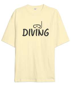 Scuba Diving - Dalış Krem Oversize Unisex Tişört