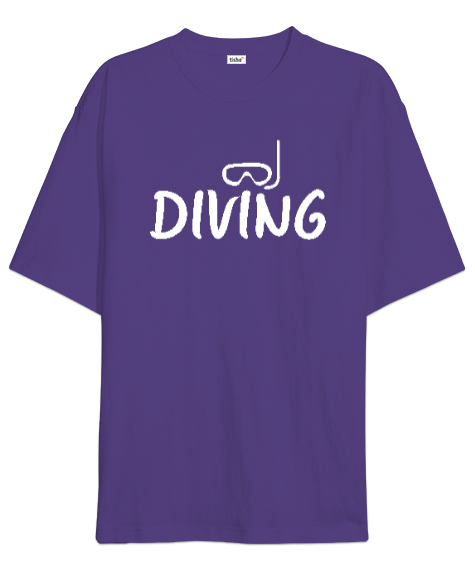 Tisho - Scuba Diving - Dalış Mor Oversize Unisex Tişört