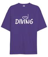 Scuba Diving - Dalış Mor Oversize Unisex Tişört - Thumbnail