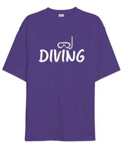 Scuba Diving - Dalış Mor Oversize Unisex Tişört