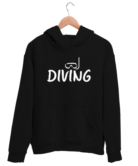 Tisho - Scuba Diving - Dalış Siyah Unisex Kapşonlu Sweatshirt