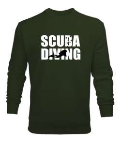 Scuba Diving - Derin Dalış - Dalgıç Haki Yeşili Erkek Sweatshirt