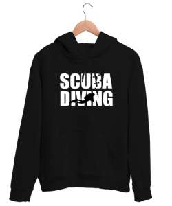 Scuba Diving - Derin Dalış - Dalgıç Siyah Unisex Kapşonlu Sweatshirt