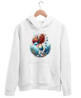 Scuba Diving - Yüzücü Kız - Denize Dalış Beyaz Unisex Kapşonlu Sweatshirt - Thumbnail