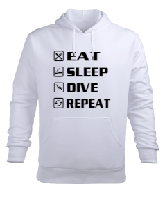 SD-45 Eat Sleep Dive Repeat Erkek Kapüşonlu Hoodie Sweatshirt