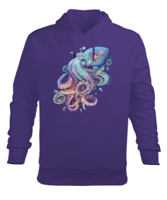 SD-84 Renkli Ahtapot Erkek Kapüşonlu Hoodie Sweatshirt