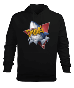 SD-89 Dalış - Büyük Beyaz Köpekbalığı Erkek Kapüşonlu Hoodie Sweatshirt