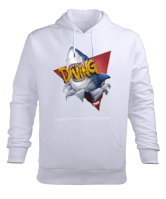 SD-89 Dalış - Büyük Beyaz Köpekbalığı Erkek Kapüşonlu Hoodie Sweatshirt