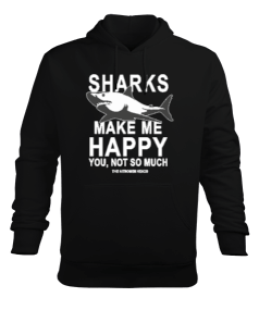 SD-90 Sharks Make Me Happy Erkek Kapüşonlu Hoodie Sweatshirt