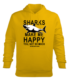 SD-90 Sharks Make Me Happy Erkek Kapüşonlu Hoodie Sweatshirt