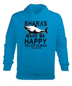 SD-90 Sharks Make Me Happy Erkek Kapüşonlu Hoodie Sweatshirt