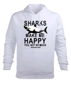 SD-90 Sharks Make Me Happy Erkek Kapüşonlu Hoodie Sweatshirt