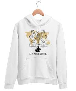 SEA ADVENTURE Beyaz Unisex Kapşonlu Sweatshirt