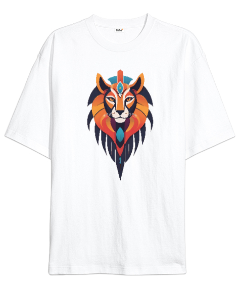 Tisho - sekhmet mitoloji Beyaz Oversize Unisex Tişört