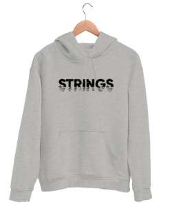 Şekil Sicim İp Yazı - Strings Gri Unisex Kapşonlu Sweatshirt