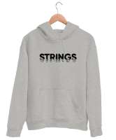 Şekil Sicim İp Yazı - Strings Gri Unisex Kapşonlu Sweatshirt - Thumbnail