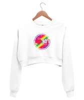 Seksenli Yılları Seviyorum - I love 80s Beyaz Kadın Crop Sweatshirt - Thumbnail