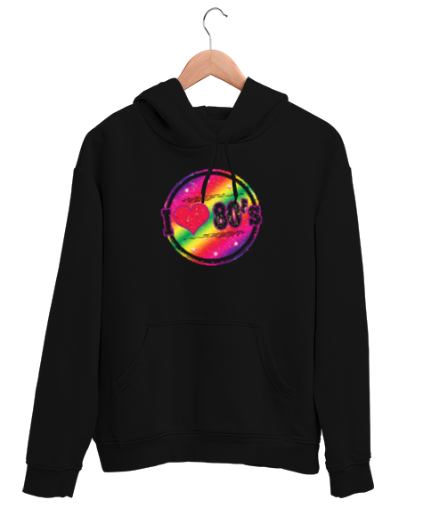 Tisho - Seksenli Yılları Seviyorum - I love 80s Siyah Unisex Kapşonlu Sweatshirt