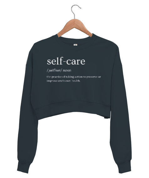 Self Care - Kişisel Bakım Füme Kadın Crop Sweatshirt