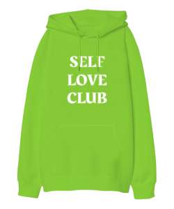 Self Love Club Fıstık Yeşili Oversize Unisex Kapüşonlu Sweatshirt