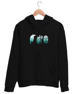 sembollerle baykuş graffiti Siyah Unisex Kapşonlu Sweatshirt