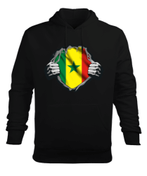 Senegal haritası. Siyah Erkek Kapüşonlu Hoodie Sweatshirt