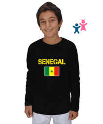 Senegal,Senegal Bayrağı,Senegal flag. Siyah Çocuk Unisex Uzunkollu