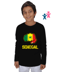 Senegal,Senegal Bayrağı,Senegal flag. Siyah Çocuk Unisex Uzunkollu