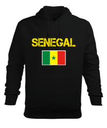 Senegal,Senegal Bayrağı,Senegal flag. Siyah Erkek Kapüşonlu Hoodie Sweatshirt