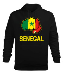 Senegal,Senegal Bayrağı,Senegal flag. Siyah Erkek Kapüşonlu Hoodie Sweatshirt