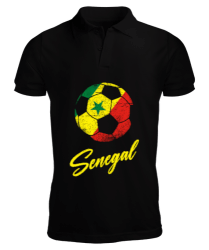 Senegal,Senegal Bayrağı,Senegal flag. Siyah Erkek Kısa Kol Polo Yaka