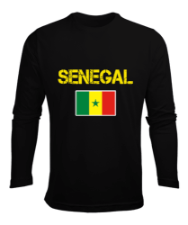 Senegal,Senegal Bayrağı,Senegal flag. Siyah Erkek Uzun Kol Yazlık Tişört