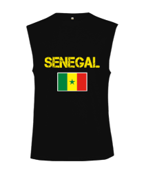 Senegal,Senegal Bayrağı,Senegal flag. Siyah Kesik Kol Unisex Tişört