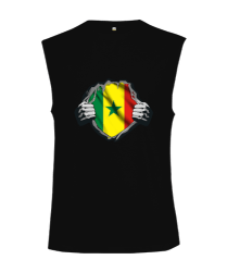 Senegal,Senegal Bayrağı,Senegal flag. Siyah Kesik Kol Unisex Tişört