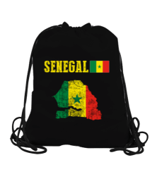 Senegal,Senegal Bayrağı,Senegal flag,Senegal haritası. Siyah Büzgülü Spor Çanta